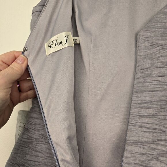NWT Eliza J Embellished Taffeta Sheath Dress Silver Gray Size 2 Prom Party Grey - Picture 6 of 15